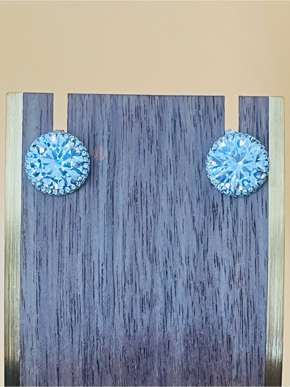 Large round clear CZ sterling silver earrings